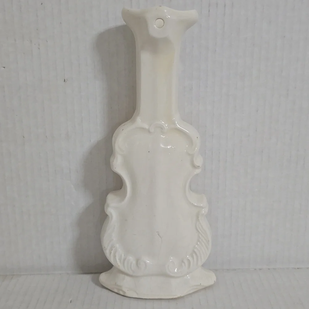 Vintage Hand Painted Cash Family Blue Ridge Pottery Violin Vase / Wall Pocket
